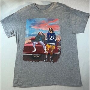 Kendrick Lamar J Cole Graphic T-Shirt Mens Gray Hip Hop Rap Streetwear Tee